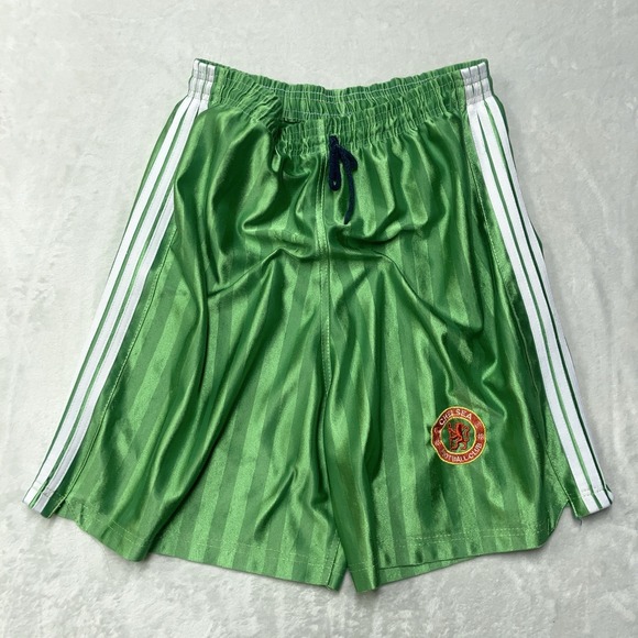 adidas Other - Vintage 90s Manchester United adidas Shorts 3 Stripes Shiny Silky‎ Dazzle Green